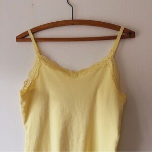 Vintage Y2K coquette Yellow Lace Trim Tank Top cami size L